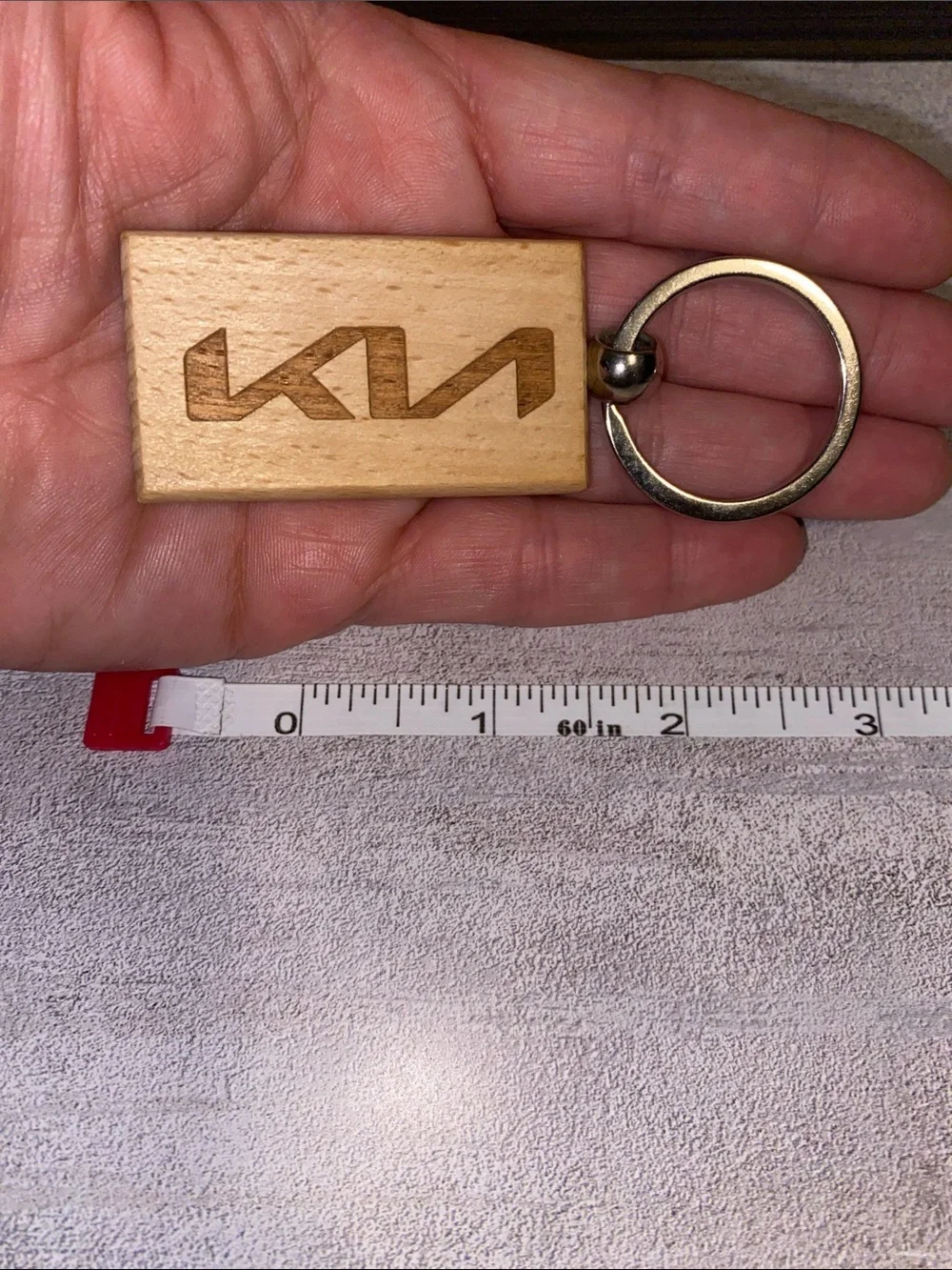 Branded Wood Keychain - Natural Wood & Silver Ring